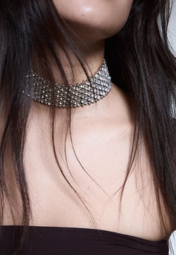 STRADIVARIUS Ожерелье-чокер со стразами, серый