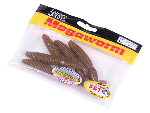 Виброхвосты съедобные LJ Pro Series MegaWorm 4,0in (10,16 см), цв. S14, 5 шт.