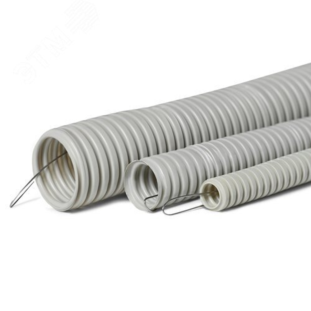 Труба гофрированная ПВХ гибкая легкая d16мм с протяжкой сер. (уп.100м) DKC 91916