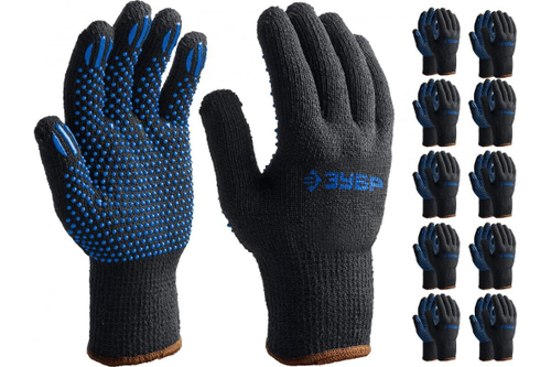 Трикотажные утеплённые перчатки ЗУБР МПП-7 р. L-XL, 10 шт 11462-H10