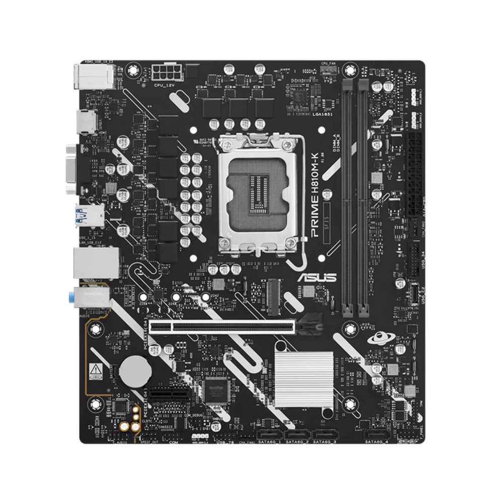 Материнская плата ASUS PRIME H810M-K, LGA1851 H810 2xDDR5 4xSATA 1xM.2 1xPCIe 4.0 HDMI D-Sub mATX