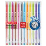 Ручки гелевые BRAUBERG DIAMOND, НАБОР 12 ЦВЕТОВ, узел 0,5 мм, линия письма 0,25 мм, 143377