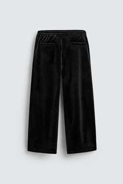 ZARA БРЮКИ RELAXED FIT ИЗ БАРХАТА, ЧЕРНЫЙ