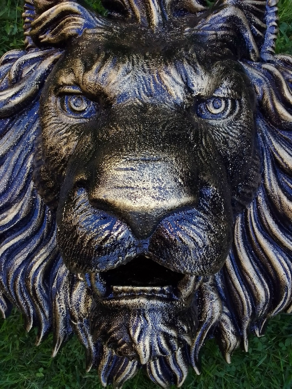 Кованый элемент Лев литой, патина золотая бронза 45х42 (15 см), вес 7 кг. Ручная работа