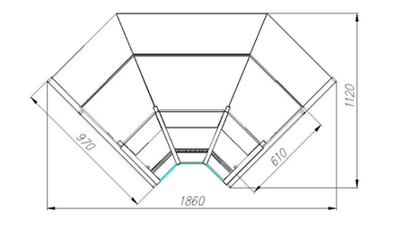 Холодильная витрина CARBOMA ВХСу-2 PALM 2 (GC95 VM-6) динамика, внутренний угол 90