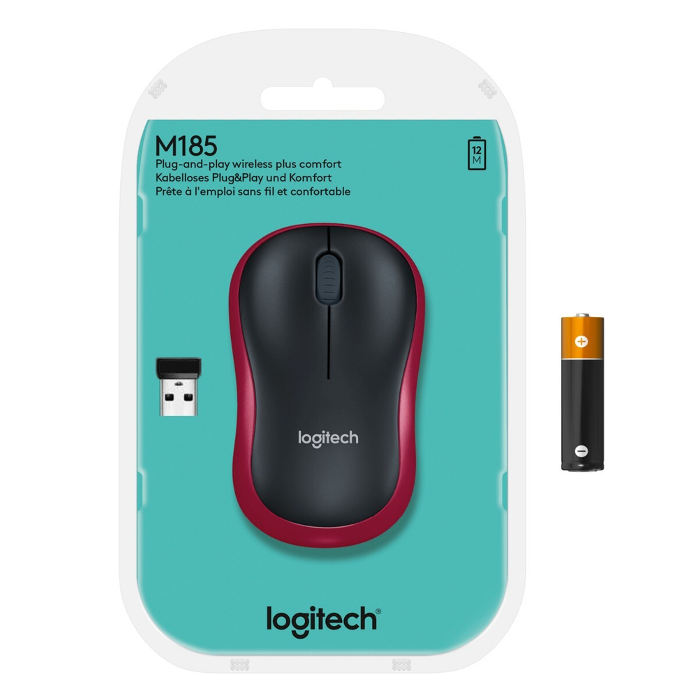 Мышь Logitech M185 Wireless 2.4 Ghz, Red