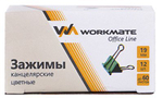 Зажим для бумаг Workmate, 19 мм, цветной, 12 штук