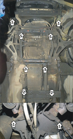 Защита алюминиевая 5мм Р,Д,КПП,РК Mercedes-Benz R350 для Mercedes R-class 2006-2013 MOTODOR.31203