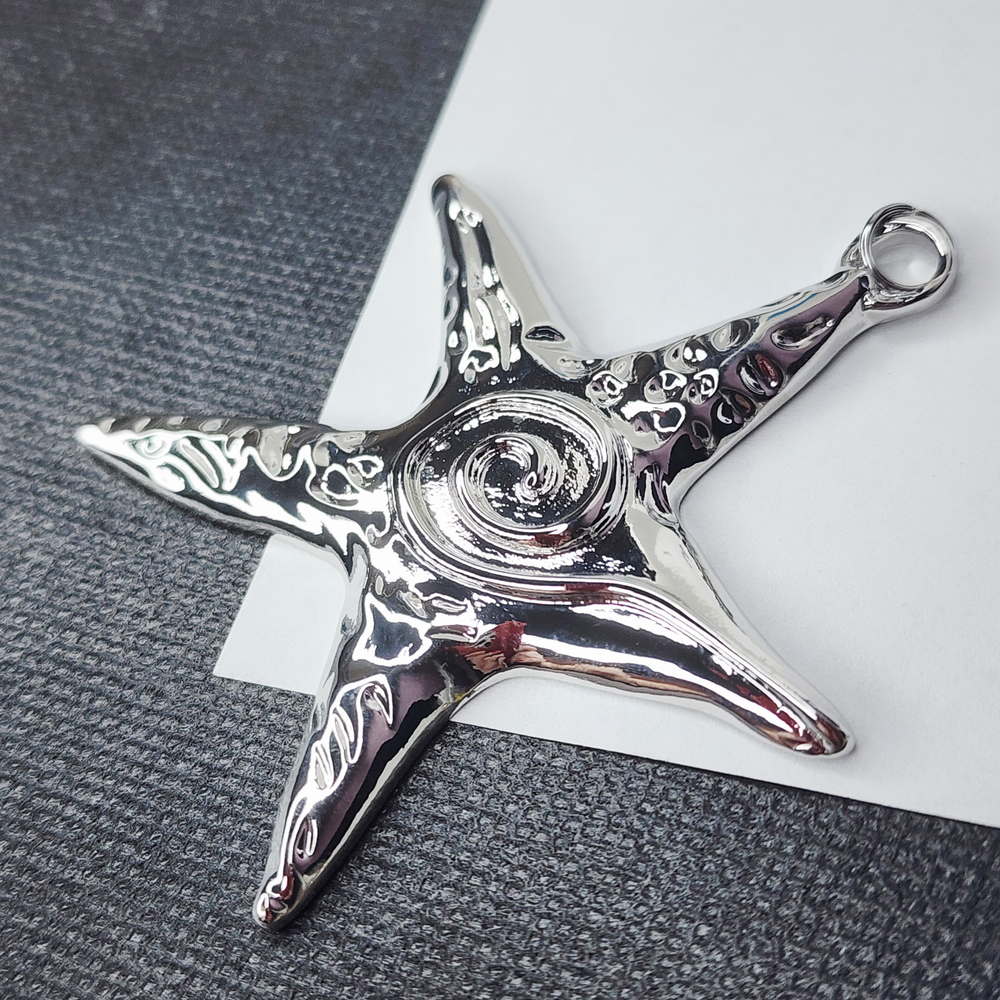 Подвеска, морская звезда, крупная, родий, р-р 63мм, штучно