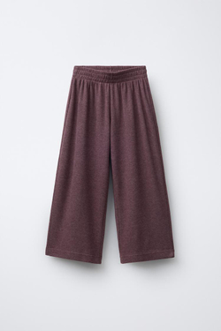 ZARA БРЮКИ WIDE LEG ИЗ МЯГКОЙ ТКАНИ, БАКЛАЖАННЫЙ