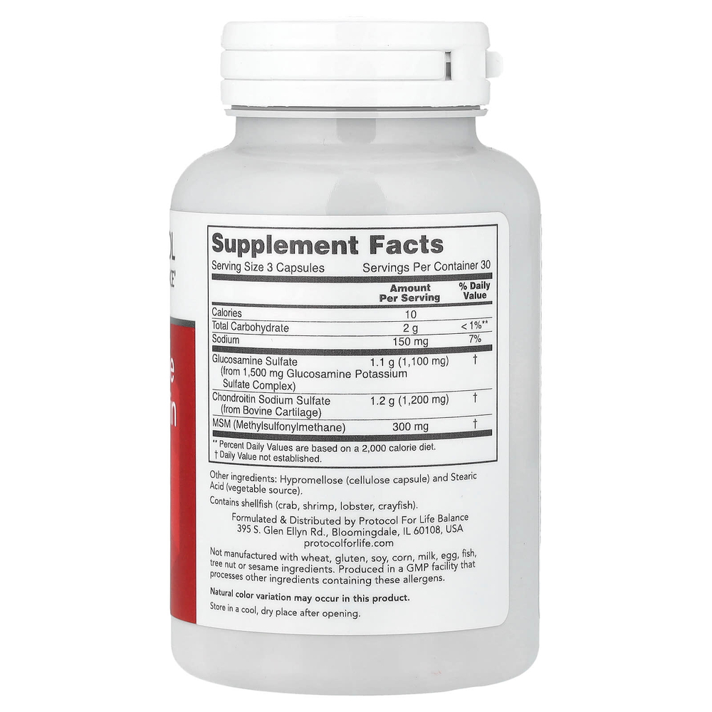 Protocol for Life Balance, Глюкозамин и хондроитин с МСМ, 90 растительных капсул