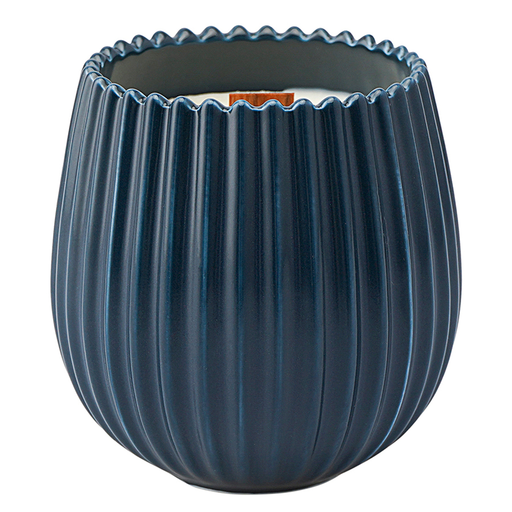 Свеча ароматическая с деревянным фитилём nutmeg, leather & vanilla из коллекции edge, синий, 60 ч