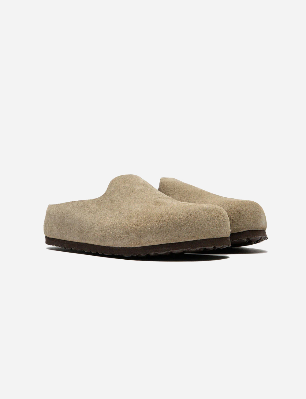 Birkenstock Amsterdam Wrapped Suede Clogs "Taupe"