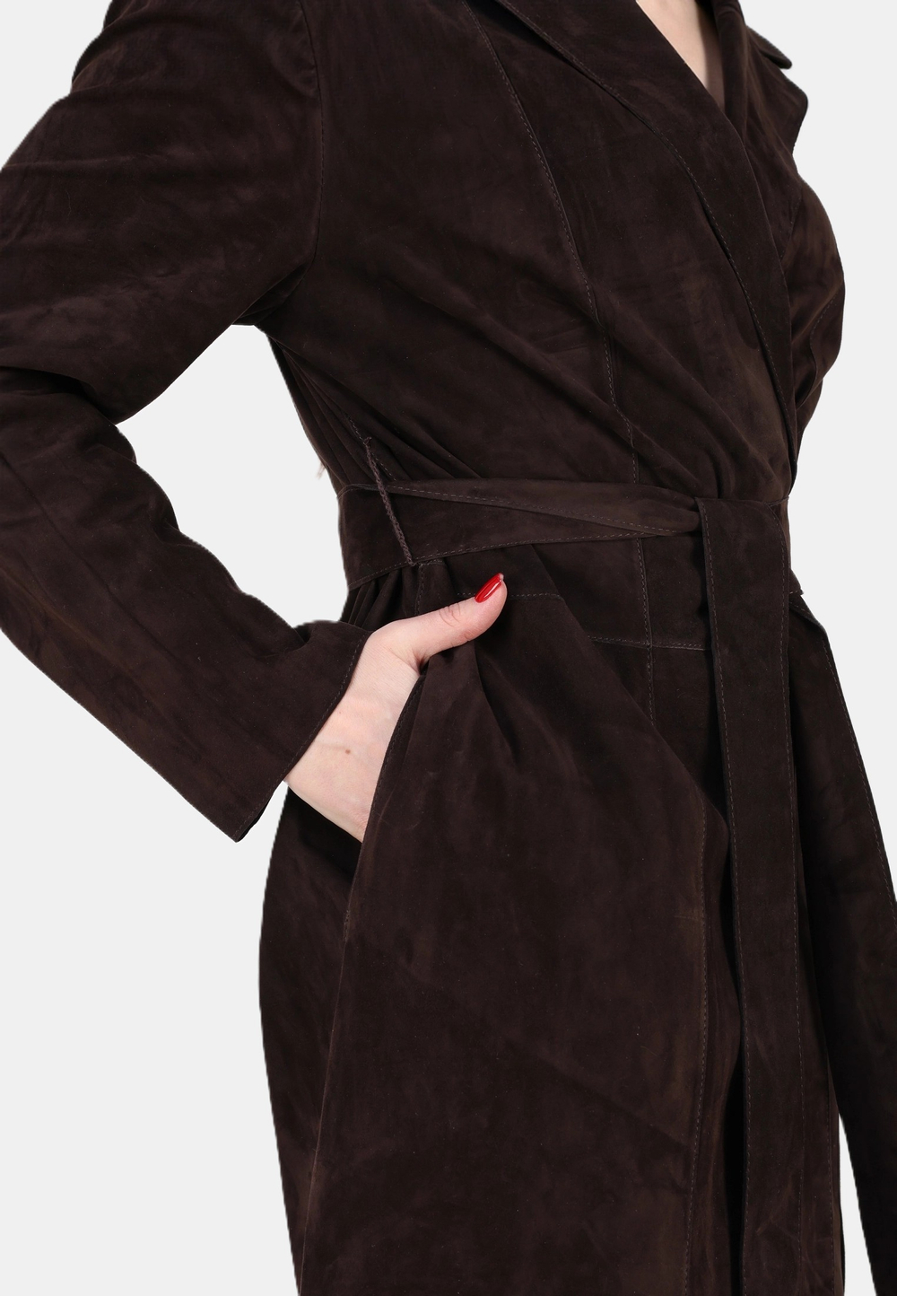 Кожаный плащ длинный, пальто длинное замшевое