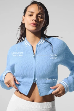 Alo yoga Вязаная теннисная куртка на молнии, светло-голубой