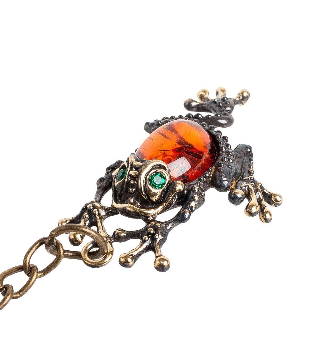 AM- 845 Брелок «Лягушка» (латунь, янтарь)