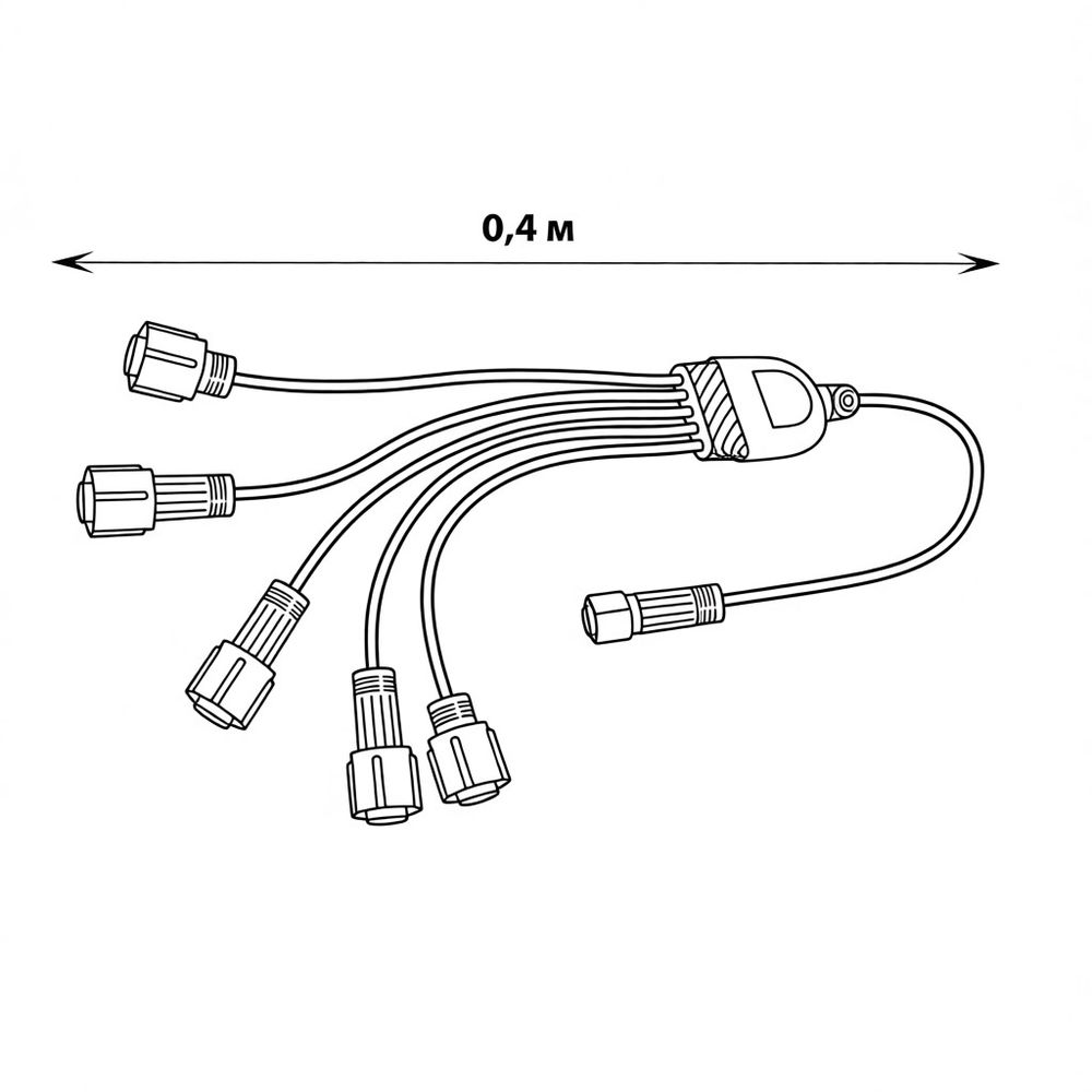UCX-F90 S5-0.4M-WH Провод-разветвитель для гирлянд серии F90PRO. 0.4м. 5 выходов. Статика-мерцание. IP67. Белый. ТМ Uniel