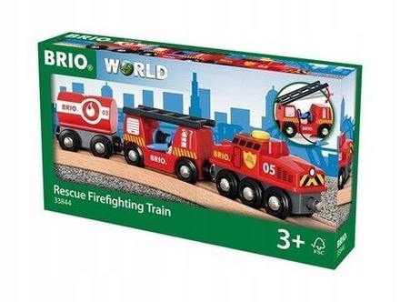Деревянная железная дорога Brio World - Пожарный поезд - Брио 33844