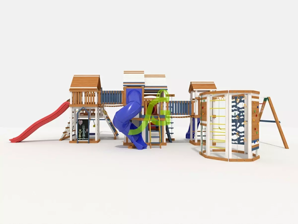 Большая детская игровая площадка с домиком