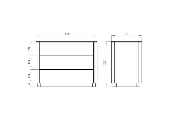Комод Tammi 3 ящика ширина 120 см (белый)