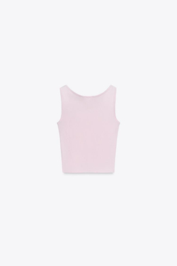 ZARA ТОП С КВАДРАТНЫМ ВЫРЕЗОМ, РОЗОВЫЙ