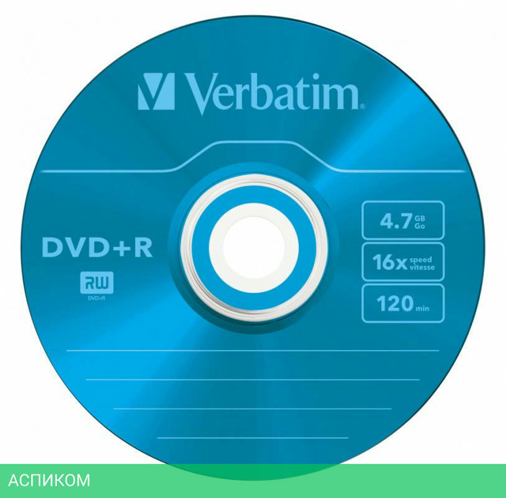 DVD+R диск Verbatim Colour OPP 5шт (43556)