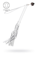 Белая кожаная плеть - 50 см. (Цвет: белый)