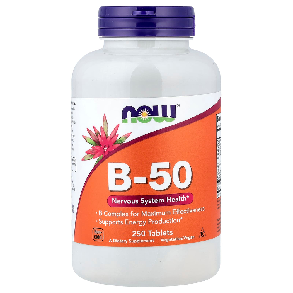 NOW Foods, B-50, добавка с витаминами группы В, 250 таблеток