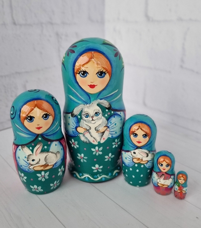 Матрёшка с зайкой 10см 5мест