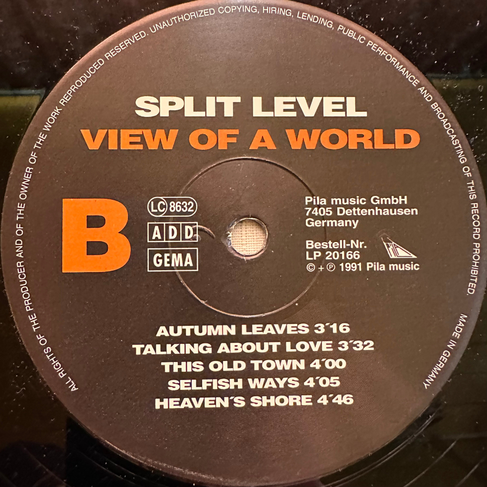 Split Level ‎– View Of The World (Германия 1991г.)