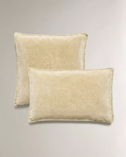 ZARA HOME БАРХАТНАЯ НАВОЛОЧКА ДЛЯ ДЕКОРАТИВНОЙ ПОДУШКИ, СВЕТЛО-БЕЖЕВЫЙ