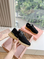 Кроссовки Miu Miu женские черные с черно-белой шнуровкой