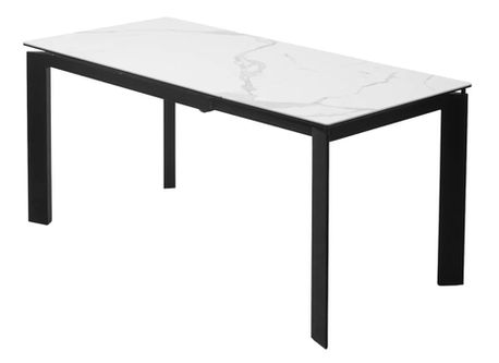 Стол прямоугольный глянцевый CORNER 120 HIGH GLOSS STATUARIO керамика/ черный каркас М-City