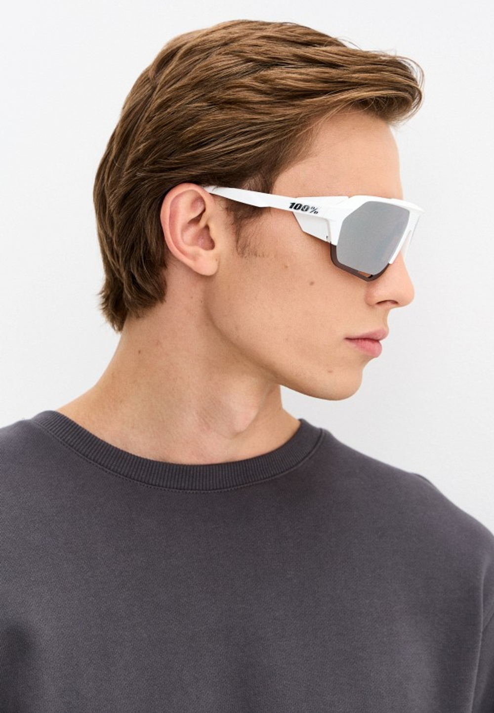 Спортивные очки с диоптриями 100% Norvik / Soft Tact White / HiPER Silver Mirror Lens