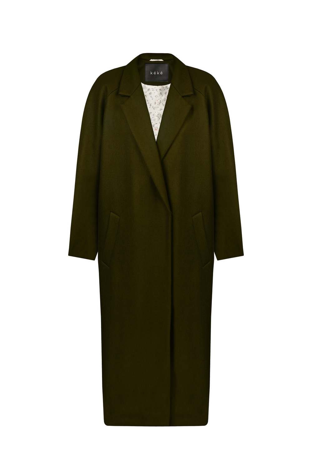 Темно-зеленое двубортное пальто