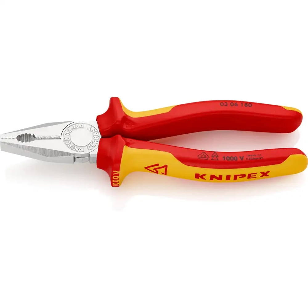 Плоскогубцы комбинированные хромированные 180 мм Knipex 03 06 180