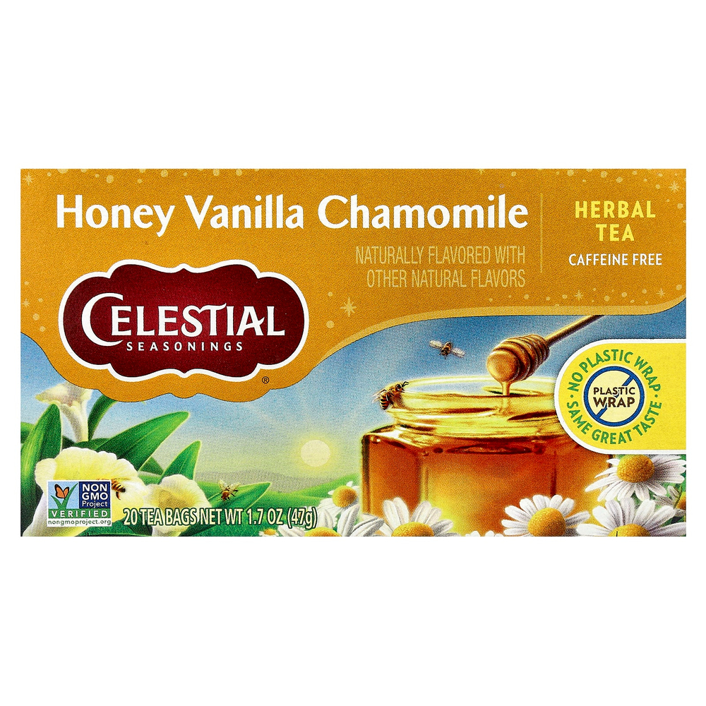 Celestial Seasonings, травяной чай, со вкусом меда, ванили и ромашки, без кофеина, 20 чайных пакетиков, 47 г (1,7 унции)