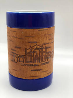 Кружка большая фарфоровая без ручки с берестой. Коллекция "Старая Русса"