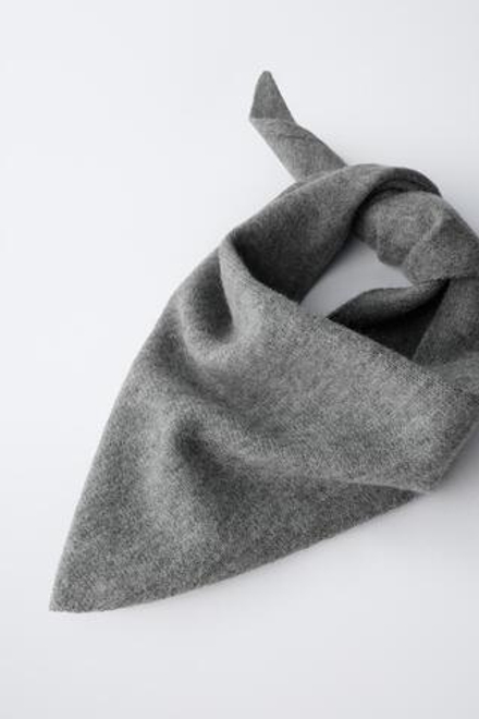 ZARA ВЯЗАНАЯ КОСЫНКА, СЕРЫЙ