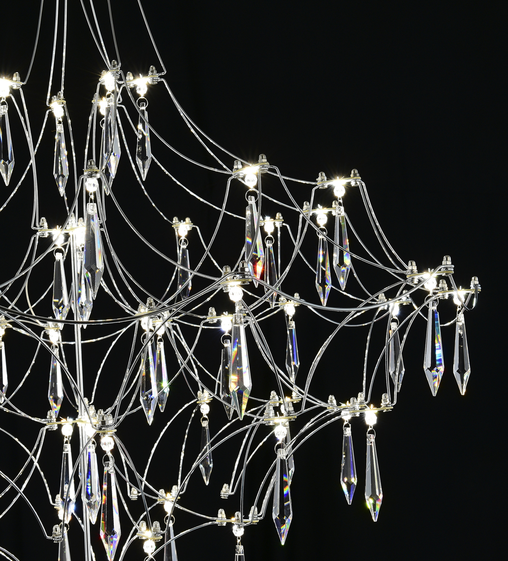 Подвесная люстра светодиодная с пультом и хрустальными подвесками Asfour MyFar Allegria MR2641-66P-76AP