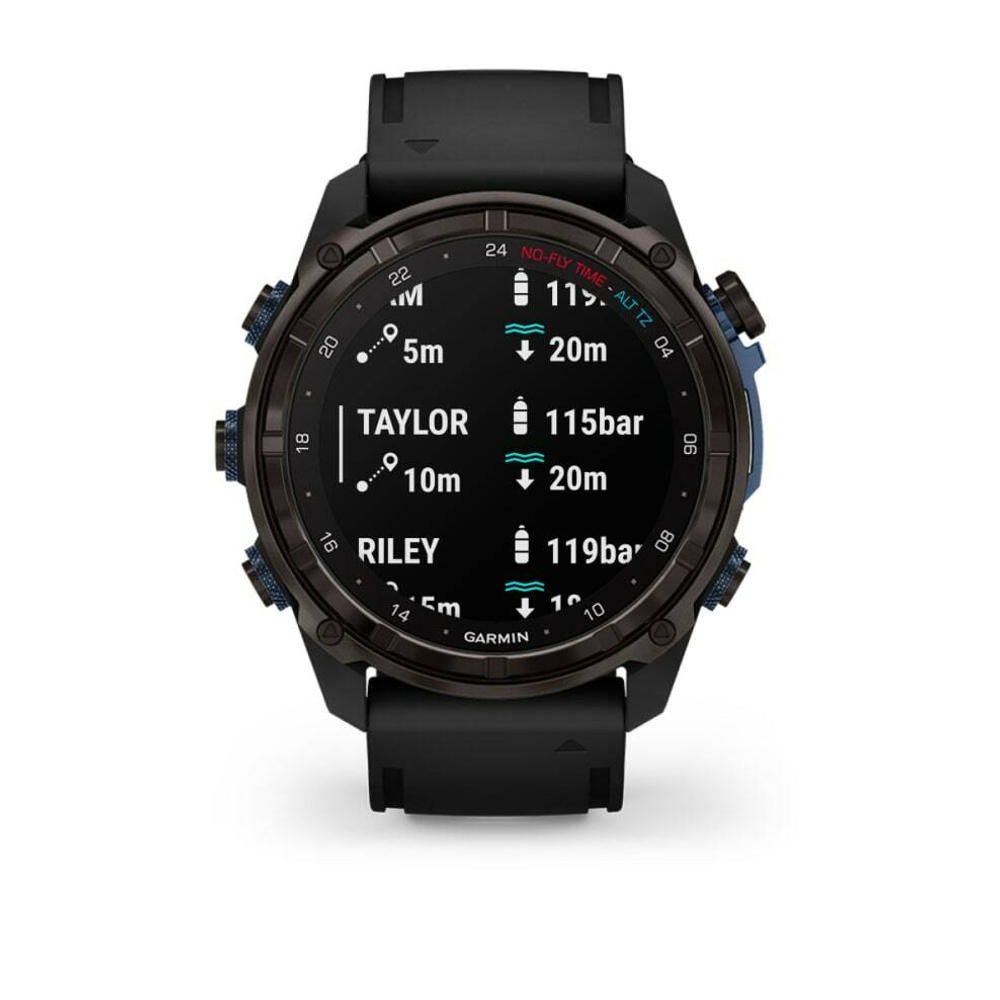 Часы для дайвинга Garmin Descent Mk3i, титановый угольно-серый, DLC, 51 мм, черный силиконовый ремешок, 010-02752-11