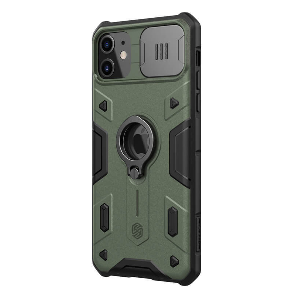 Противоударный чехол с кольцом и защитой камеры Nillkin CamShield Armor Case для iPhone 11