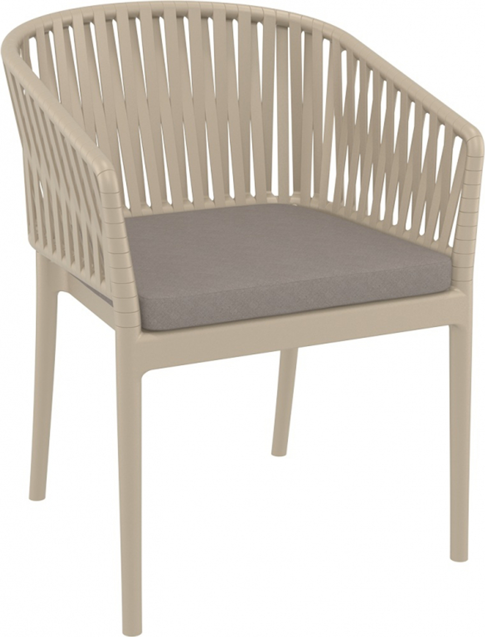 Кресло пластиковое с подушками Siesta Contract Portofino, бежевый, светло-коричневый