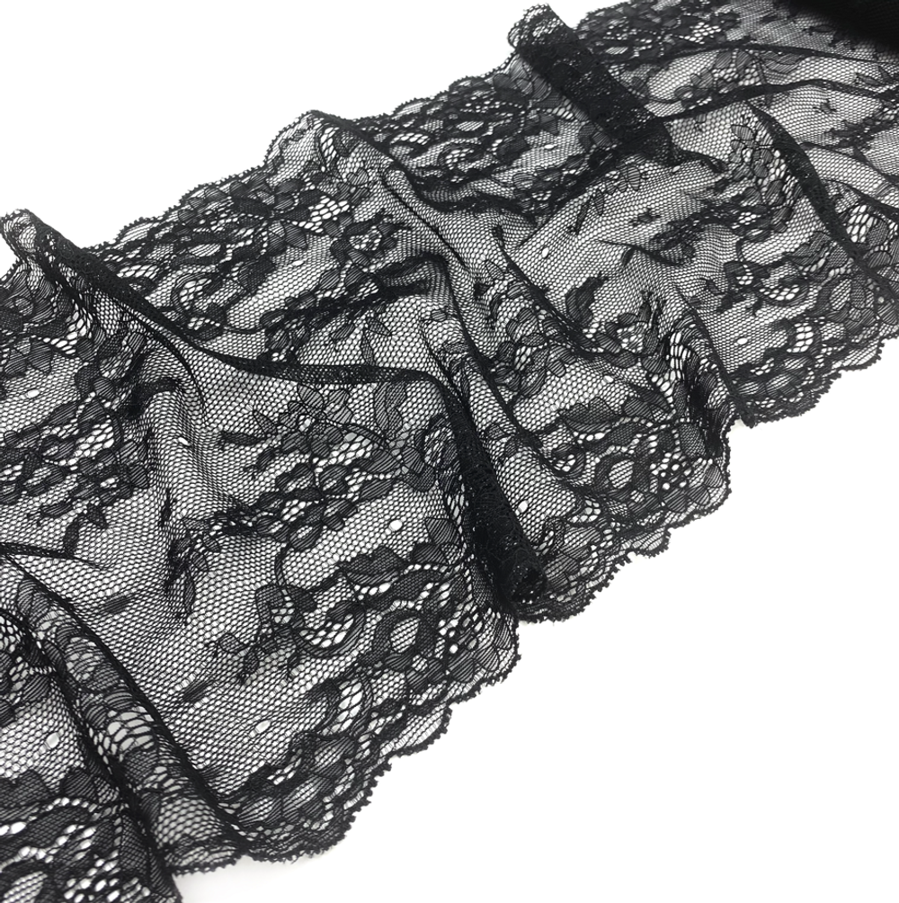 Кружево эластичное черное 20 см