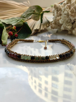 Стойка/чокер ручной работы из бисера и камня Турмалин