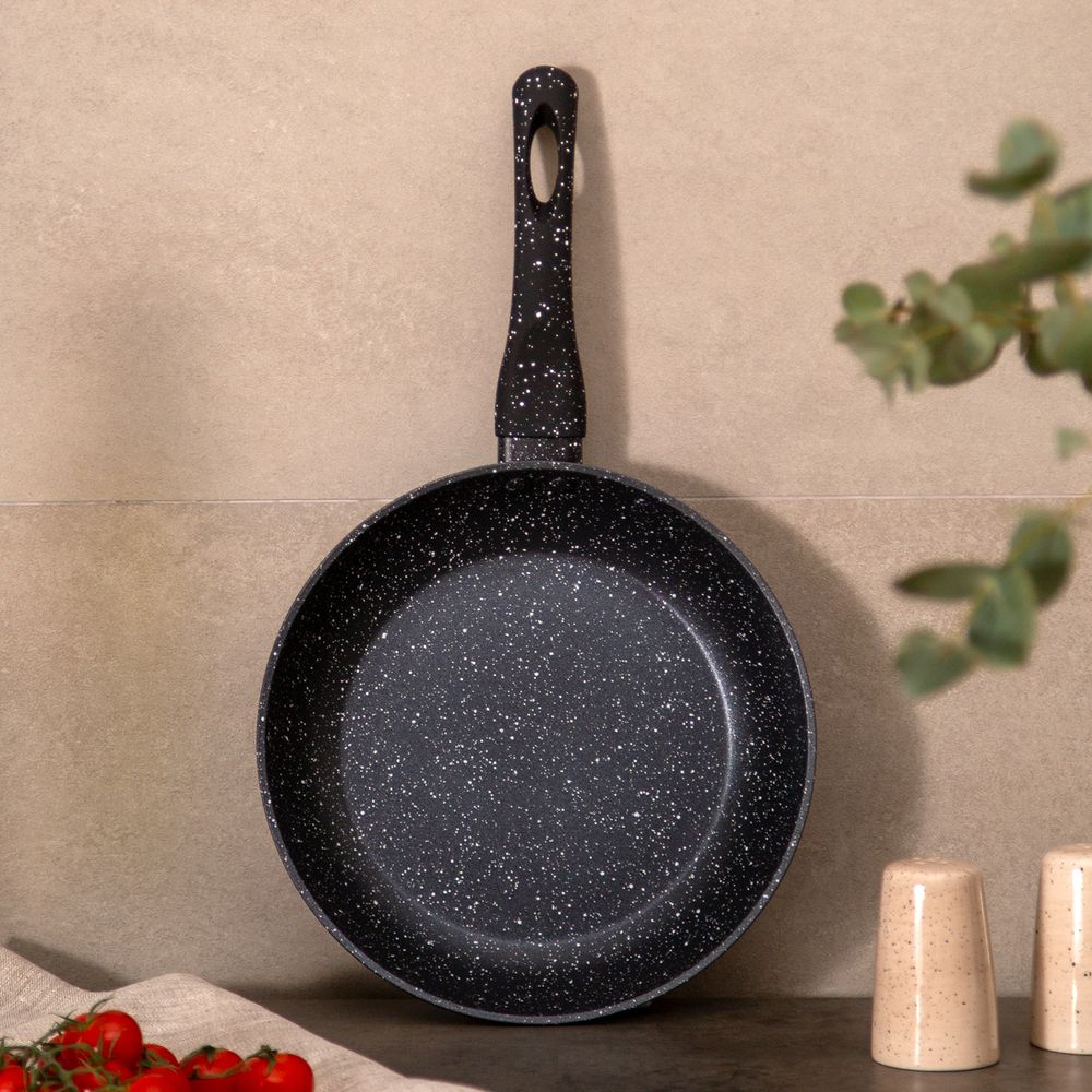 СКОВОРОДА AGNESS С АНТИПРИГАРНЫМ ПОКРЫТИЕМ "BLACK MARBLE", 22Х4,5СМ