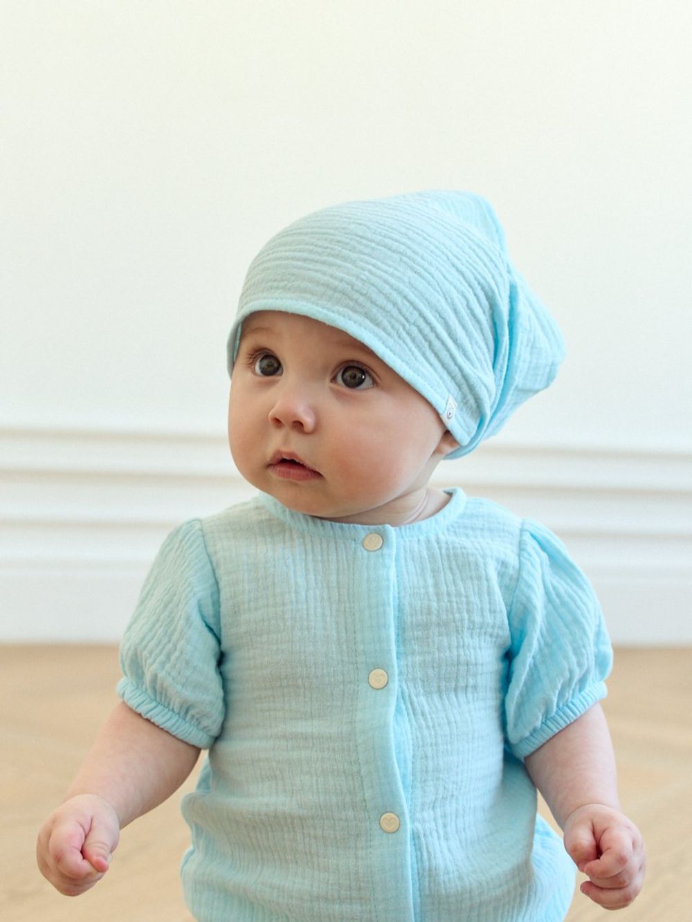 Ромпер муслиновый с рукавом-фонариком "Утренняя дымка" 0+