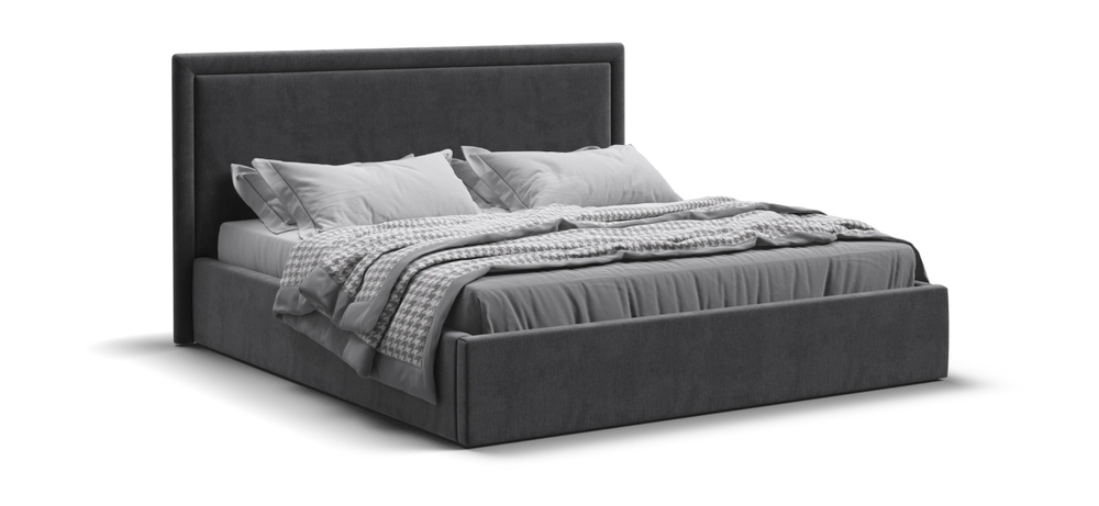 Фрея Кровать без ПМ 160 Велюр Монолит  Серая