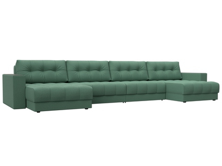 Диван П-образный с декором Лига-049 НПБ Лонг, Амур 11 РОГОЖКА зеленый