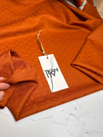 Костюмно-плательная однотонная жаккардовая шерсть с узором (COMME DES GARÇONS, 100%шерсть, Оранжевая охра, 142, 264 гр/м2)